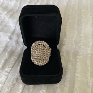 Rhinestone Diamond ring bling vintage costume size 6.5